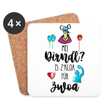 Mei Dirndl? est zkloa pour zwoa - Dessous de verre (lot de 4) - blanc - Devant