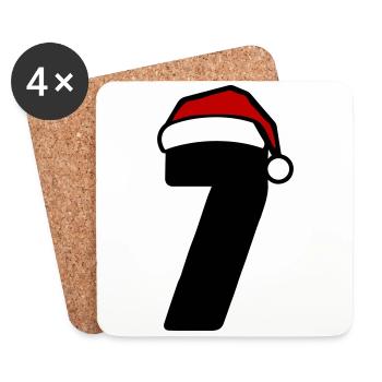 7 Numéro de Noël - Dessous de verre (lot de 4) - blanc - Devant