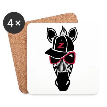 Hip Hop Zebra mit Sonnenbrille und baseball cap - Untersetzer (4er-Set) - Weiß - Vorne