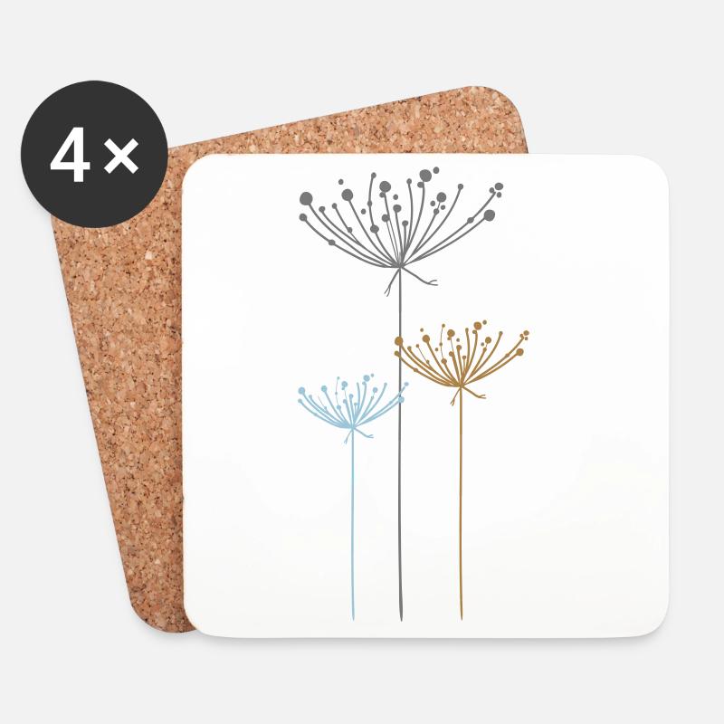 Blüte - Pflanze -Floral - Untersetzer (4er-Set) - Weiß