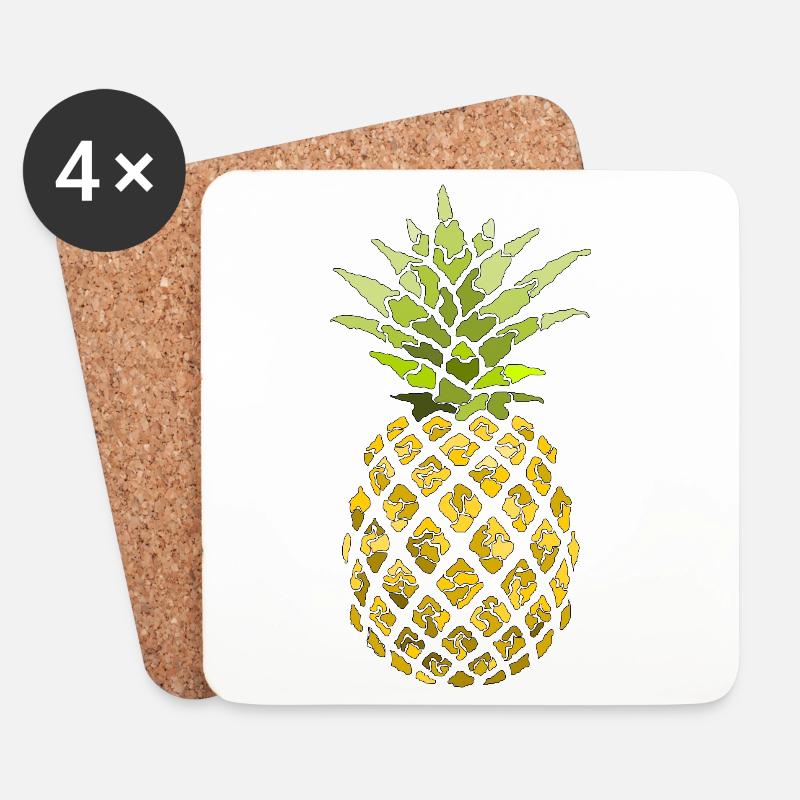 Ananas - Untersetzer (4er-Set) - Weiß