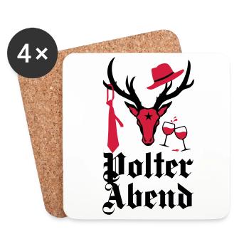 163 Edel Hirsch Polterabend JGA Wein Hut Krawatte - Untersetzer (4er-Set) - Weiß - Vorne