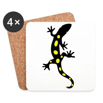 Salamandre Lézard Salamandre Gecko Feu - Dessous de verre (lot de 4) - blanc - Devant