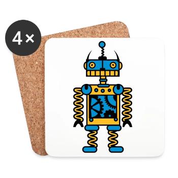 Ein Roboter mit Zahnräder - Untersetzer (4er-Set) - Weiß - Vorne
