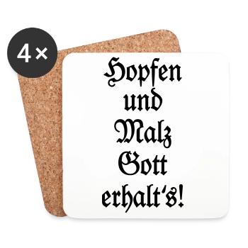 Hopfen und Malz Gott erhalt's! Biertrinker Spruch - Untersetzer (4er-Set) - Weiß - Vorne