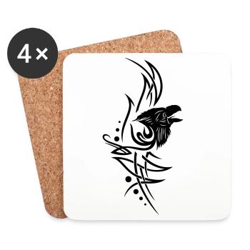Rabe, raven, Tribal, Tattoo - Untersetzer (4er-Set) - Weiß - Vorne