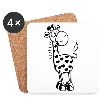 Cute Giraffe with hearts - Coasters (set of 4) - white - Front