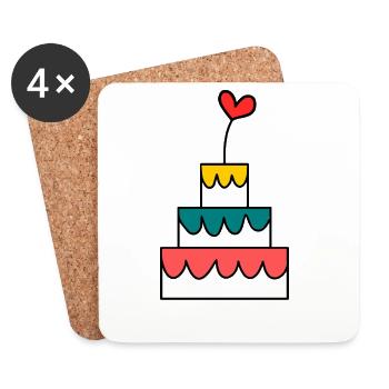 HAPPY BIRTHDAY. JOYEUX ANNIVERSAIRE. ANNIVERSAIRE. - Dessous de verre (lot de 4) - blanc - Devant