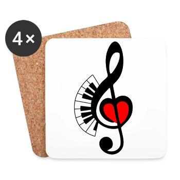 PIANO Key 3 - Coasters (set of 4) - white - Front