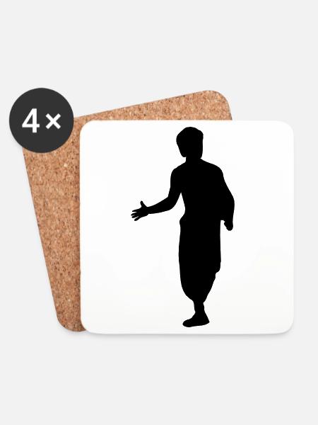 Bruce Lee und Action Kung Fu Escrima Schattenfigur - Untersetzer (4er-Set) - Weiß