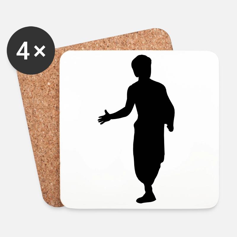Bruce Lee und Action Kung Fu Escrima Schattenfigur - Untersetzer (4er-Set) - Weiß