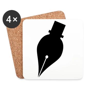Writing pen or ink pen logo for writer - Coasters (set of 4) - white - Front
