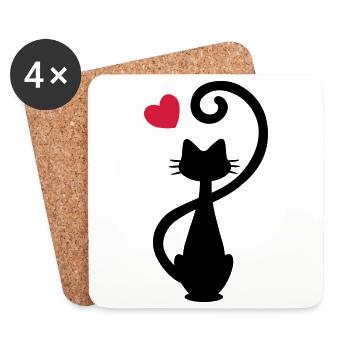 Cat - cat lady - cat - chat - kitty - Coasters (set of 4) - white - Front