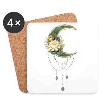 Elegant and noble moon with flowers - Coasters (set of 4) - white - Front