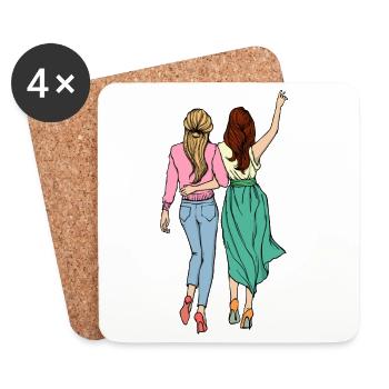 Meilleures amies - Dessous de verre (lot de 4) - blanc - Devant