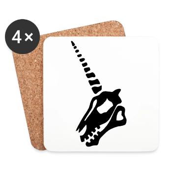 black unicorn skull - Coasters (set of 4) - white - Front