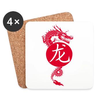 chinese red dragon - Coasters (set of 4) - white - Front