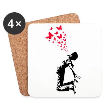 Butterfly Boy Street Art Style - Coasters (set of 4) - white - Front