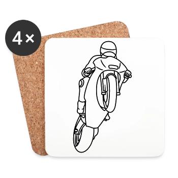 Wheelie extrem mit Rennmotorrad - dunkel - Untersetzer (4er-Set) - Weiß - Vorne