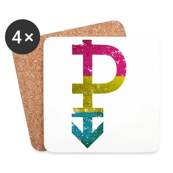 Symbol Pansexualität Stolz Flagge Grunge Effekt - Untersetzer (4er-Set) - Weiß - Vorne