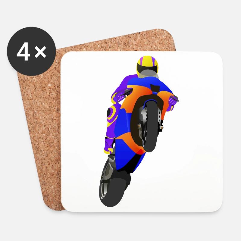 Wheelie extrem mit Motorrad beim Rennen - Untersetzer (4er-Set) - Weiß