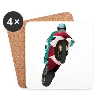 Wheelie extrem mit Motorrad beim Rennen - Untersetzer (4er-Set) - Weiß - Vorne
