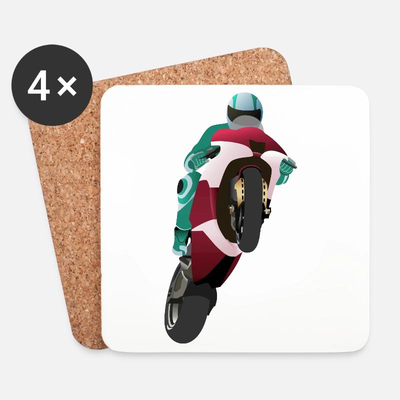 Wheelie extrem mit Motorrad beim Rennen - Untersetzer (4er-Set) - Weiß