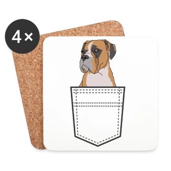 Boxer Hund in der Tasche - Untersetzer (4er-Set) - Weiß - Vorne