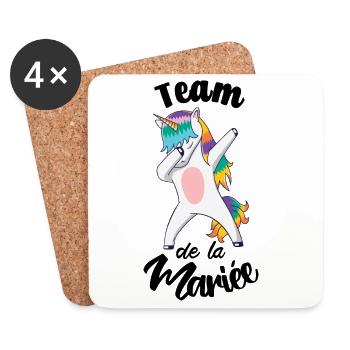 Team Future Mariée EVJF Cadeau Fille Licorne Dab - Dessous de verre (lot de 4) - blanc - Devant