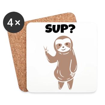 Cool Animal Sloth Saying Relax Zoo Chill - Coasters (set of 4) - white - Front