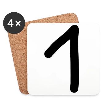 1 Number One Number Black Birthday - Coasters (set of 4) - white - Front