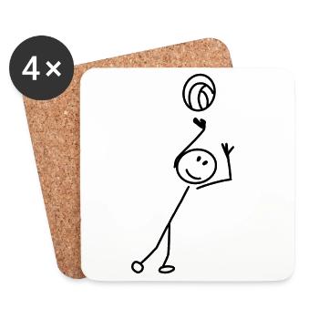Volleyball stick figures - Coasters (set of 4) - white - Front