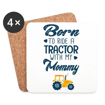 Born to drive a tractor with mom - Coasters (set of 4) - white - Front
