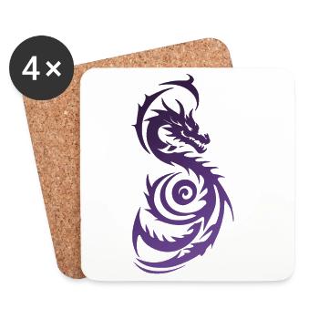 Dragon Fantastique Tribal Pourpre - Dessous de verre (lot de 4) - blanc - Devant