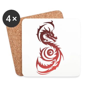 Red Tribal Fantasy Dragon - Coasters (set of 4) - white - Front