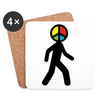 Man of Peace (black) - Coasters (set of 4) - white - Front