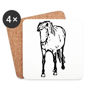 Horses T-shirt Gift Rider - Coasters (set of 4) - white - Front