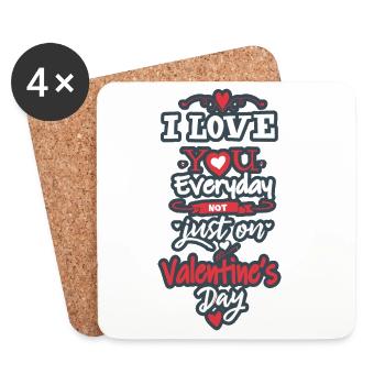 Amour au quotidien pas juste Valentine - Dessous de verre (lot de 4) - blanc - Devant