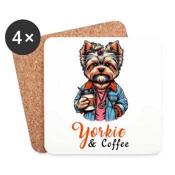 Yorkshire Terrier Kaffee - Untersetzer (4er-Set) - Weiß - Vorne