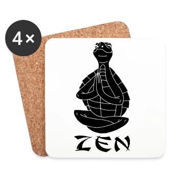 Yogi Schildkröte (Schwarz) - Untersetzer (4er-Set) - Weiß - Vorne