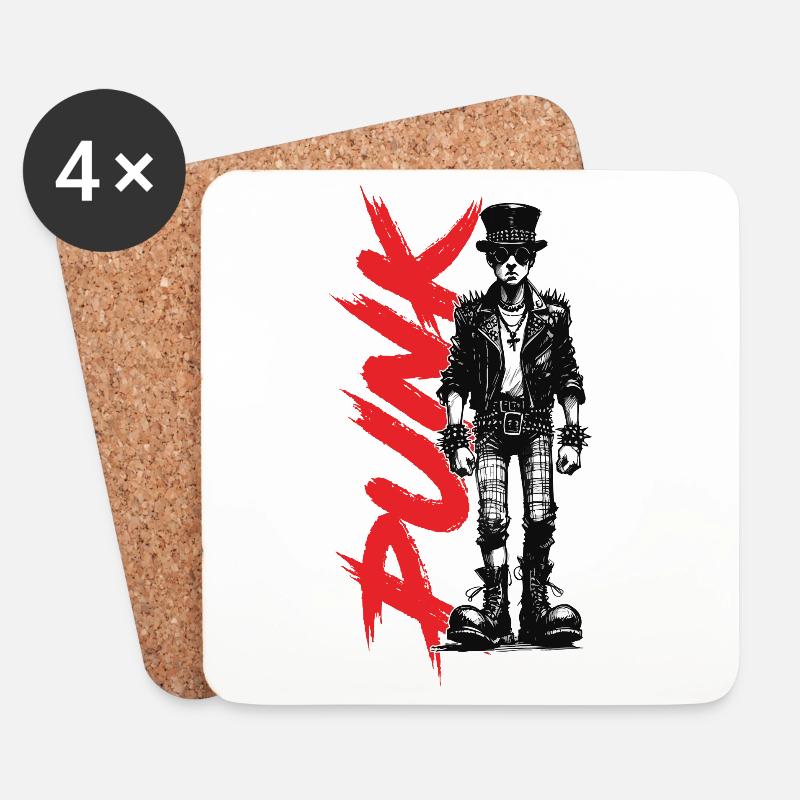 Punks mit Hut - Untersetzer (4er-Set) - Weiß