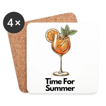 Orangen Cocktail mit Minze Illustration - Untersetzer (4er-Set) - Weiß - Vorne