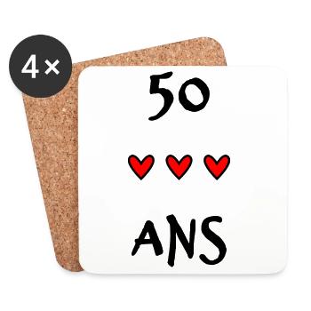 50. 50 JAHRE. 50-JÄHRIGES JUBILÄUM. 50-JÄHRIGES JUBILÄUM. - Untersetzer (4er-Set) - Weiß - Vorne