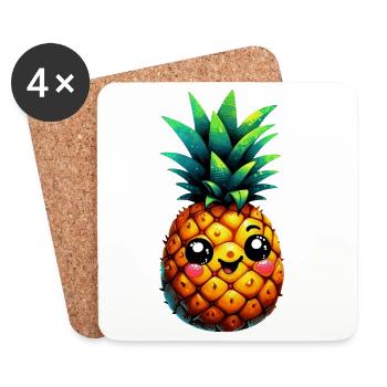 Ananas - Untersetzer (4er-Set) - Weiß - Vorne