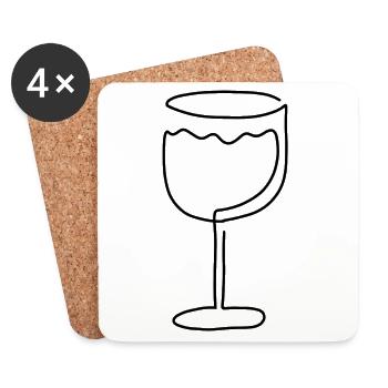 Verre à vin Lineart dessin Croquis | Verre à vin - Dessous de verre (lot de 4) - blanc - Devant
