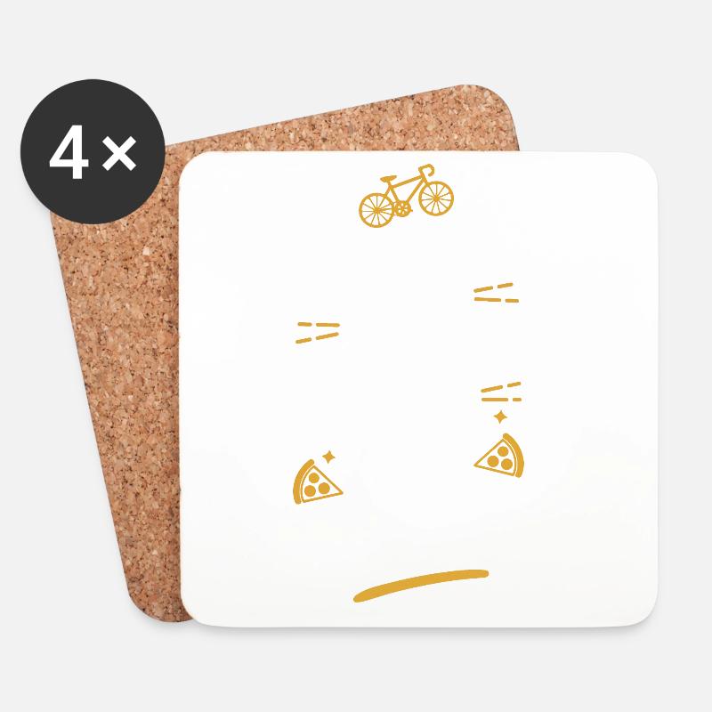 Fahrrad Pizza Zitat Typografie Design - Untersetzer (4er-Set) - Weiß