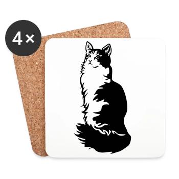 Norwegische Waldkatze Tuxedo - Untersetzer (4er-Set) - Weiß - Vorne