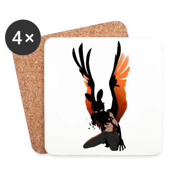 Flame Wing Warrior Figure - Coasters (set of 4) - white - Front