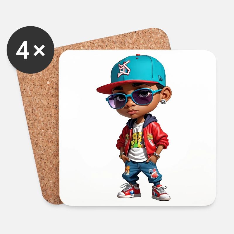 Urban Kid Coole Grafik - Untersetzer (4er-Set) - Weiß