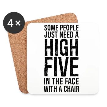 Some People Need A High Five - Dessous de verre (lot de 4) - blanc - Devant